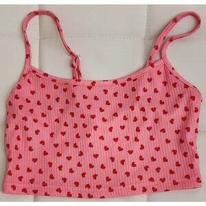 Heart Print Cropped Cami - S